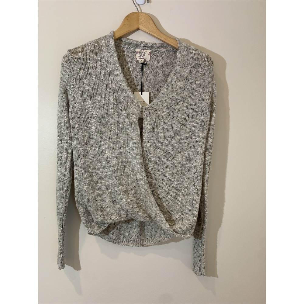 Hippie Rose‎ Wrap Sweater Size Medium in Willow Sage Cotton Blend Keyhole